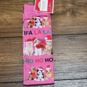 Holiday Time Printed Knee High Socks Christmas Dogs & Cats - Shoe Size 4-10 NWT